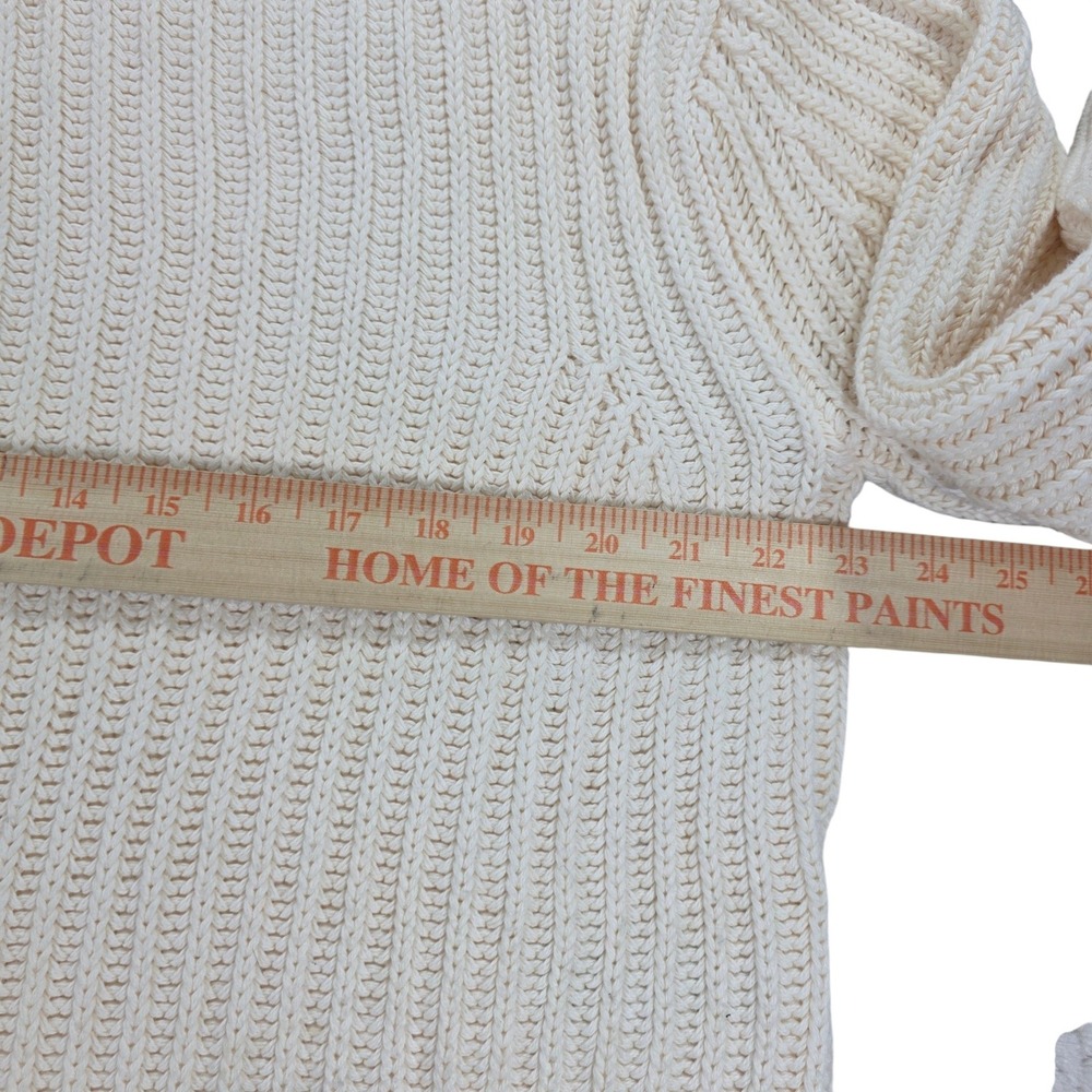 J.Crew Ribbed Chunky Cotton Cream Sweater Ivory Med Womens - Picture 6 of 8